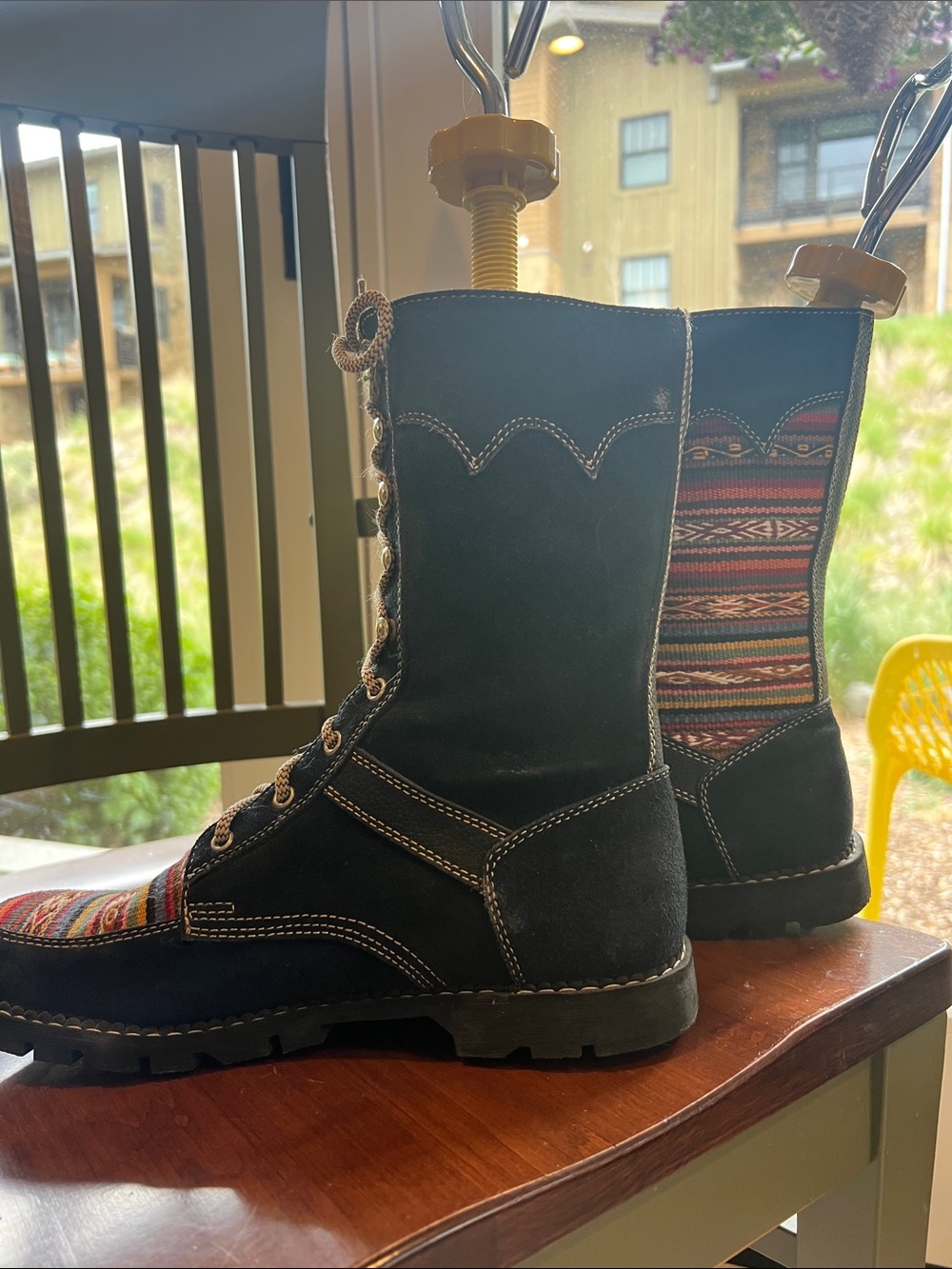 Colorful Aztec Pattern Lace-Up Boots - Picture 2 of 3